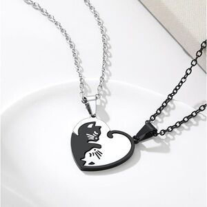 Puzzle Matching Necklace, Stainless Steel Heart Cats necklaces